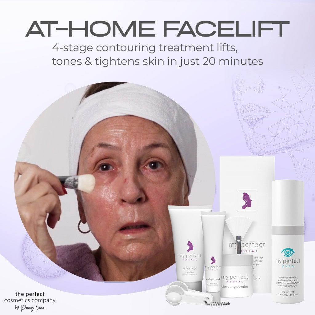 At-home facelift. 4-stage contouring treatment lifts, tones and tightens skin in just 20 minutes.